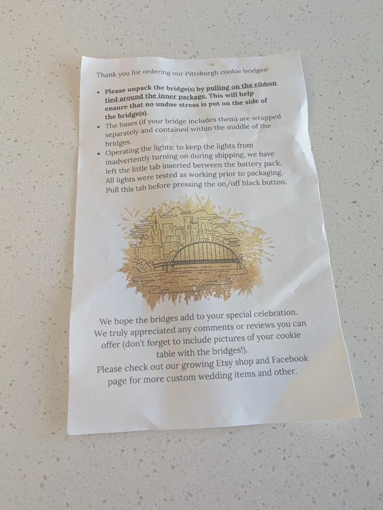 2 Pittsburgh lighted Bridges - Cookie Table Wedding Decor