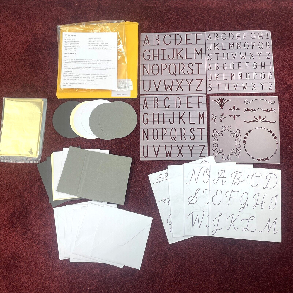 American Crafts Card Making Kits Stencils Sets Cards Envelopes Foil Sheets 5"