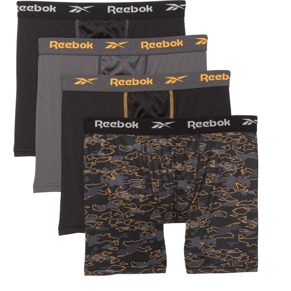 4 Pack REEBOK Men Boxer Briefs PERFORMANCE RED BLACK MEDIUM LARGE XLARGE XL $32
