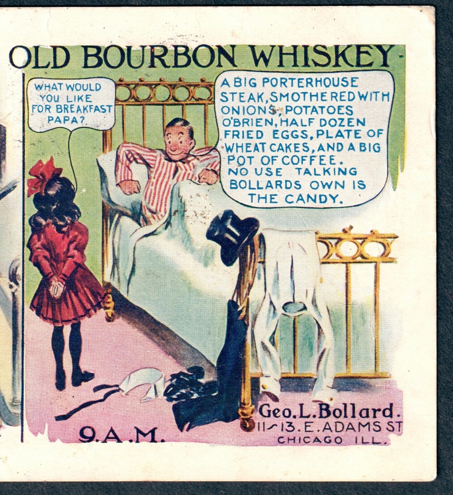 Chicago Whiskey 1907 Bollards Bourbon Advertising Comic PostCard Before & After