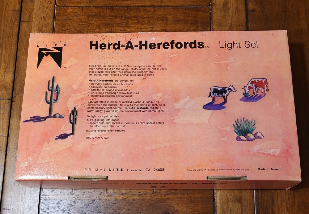 Light Set, Herd Pf Herefords Cows Primal Lite 1989 Vintage