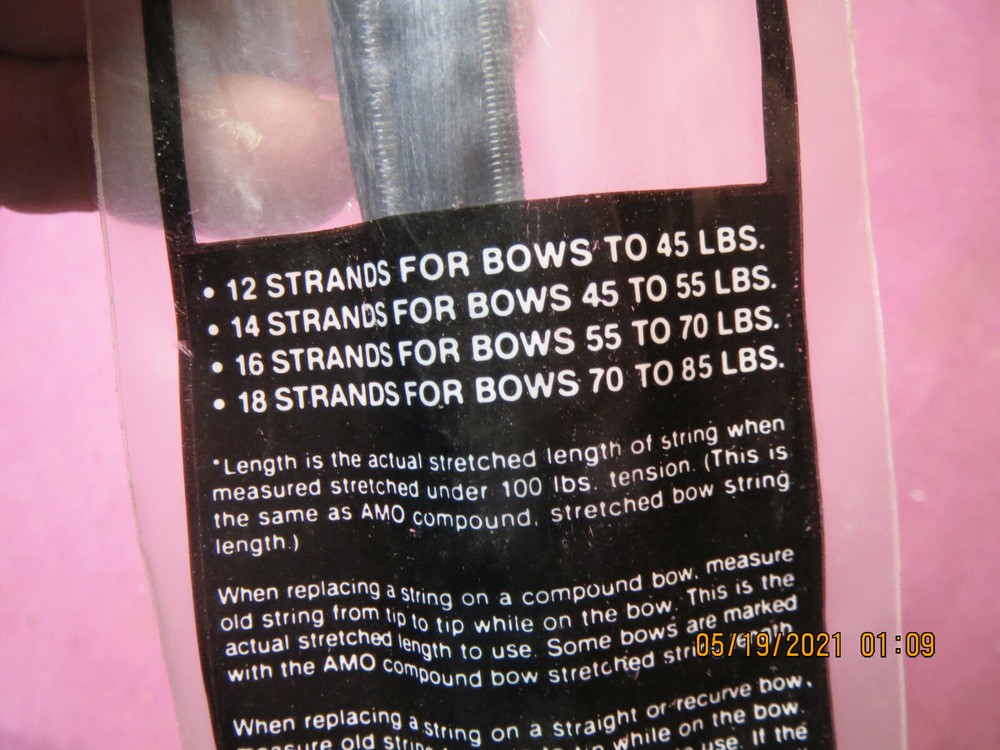 Archery compound bow string 18 strand 48" NEW !!! For 70 to 85 Lb Bows