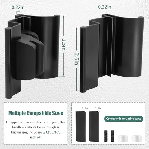 RV Shower Door Handle Assembly with Set Screw - Black