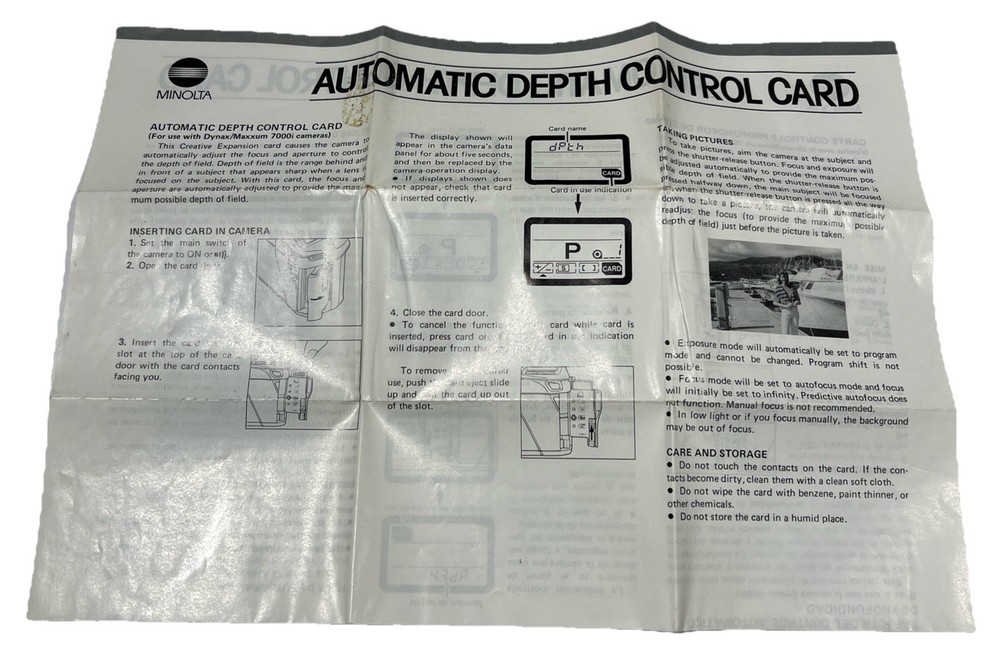 Minolta Automatic Depth Control Card - OVP + Case Original Box Manual EUC