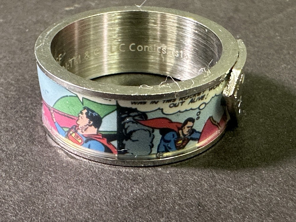 Superman Comic Strip Ring - Stainless Steel - Superman Logo