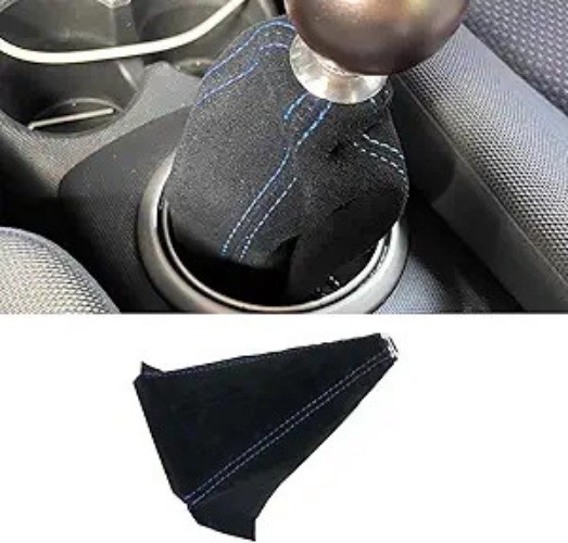 Shift Boot Cover, Suede Leather Shift Knob Boot Dust Cover,  Color: Black&Blue