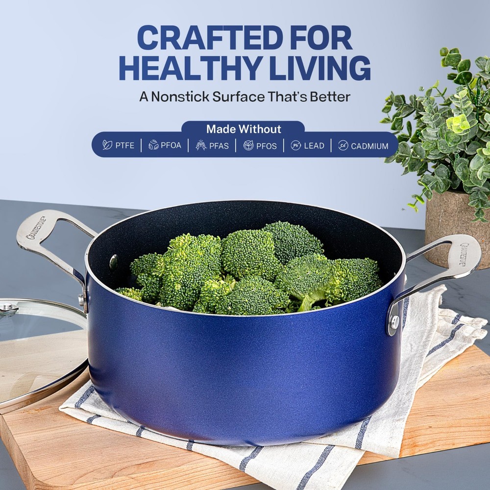 Granitestone Cookware Set, 10 Piece, Nonstick, Diamond Coated, Blue