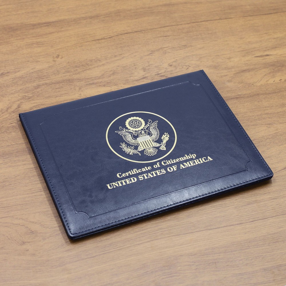 US Citizenship Certificate Holder Naturalization Padded Leatherette Cover