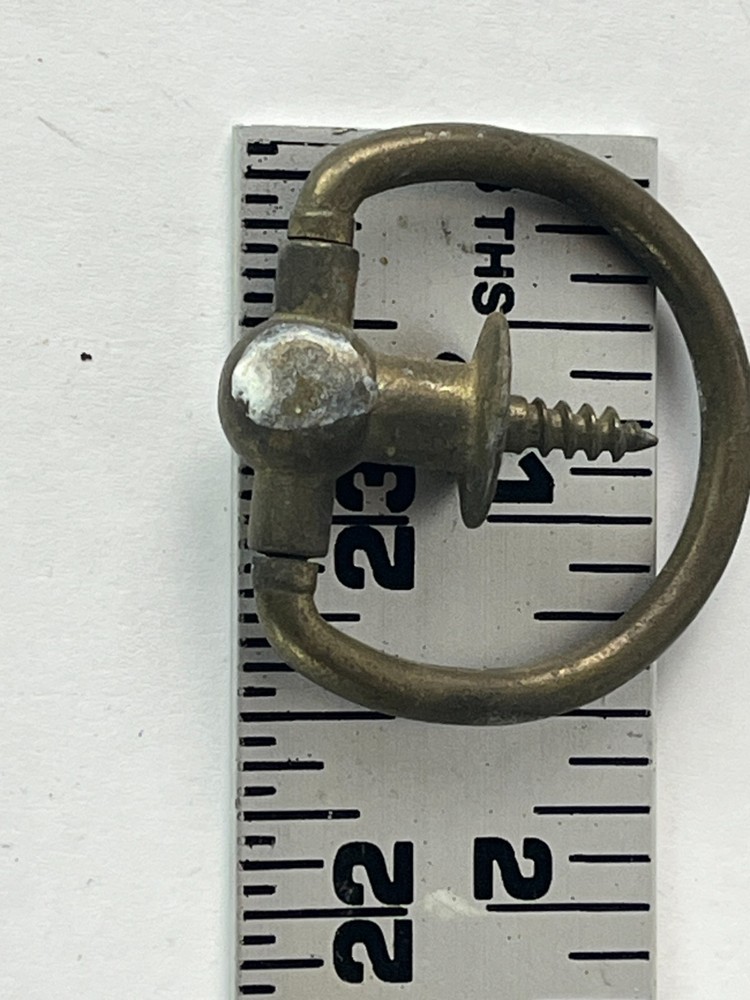 3 Antique Solid Brass Drawer Pulls - Drop Ring Pull Knobs - Victorian Colonial