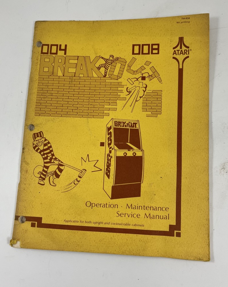 Original BREAKOUT ATARI arcade video game manual