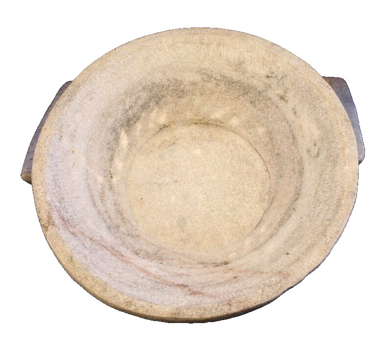 Hand carved white Marble round plate 9.25"