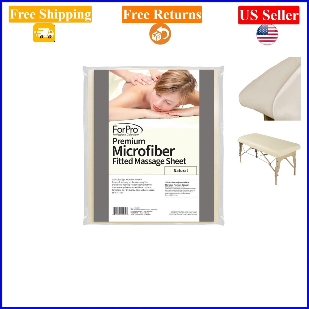 ForPro Microfiber Massage Fitted Sheet - Natural, King, 36x77, Wrinkle Resistant