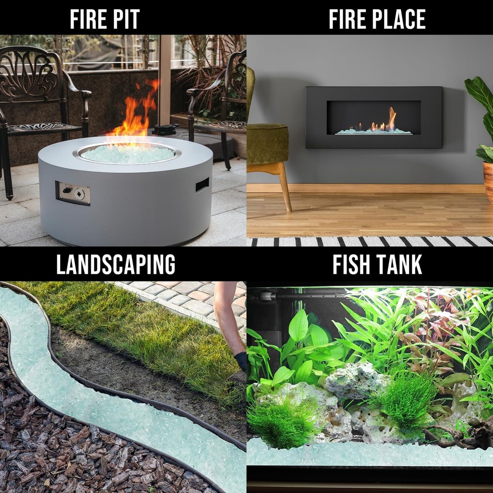 Skyflame High Luster 10-Pound Regular Fire Glass for Fire Pit Fireplace Garde...