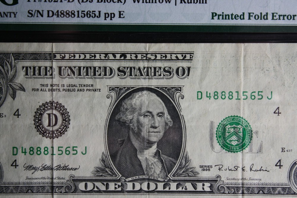 1995 $1 Dollar Bill Huge Printed Fold error PMG ERROR US PAPER MONEY ERROR