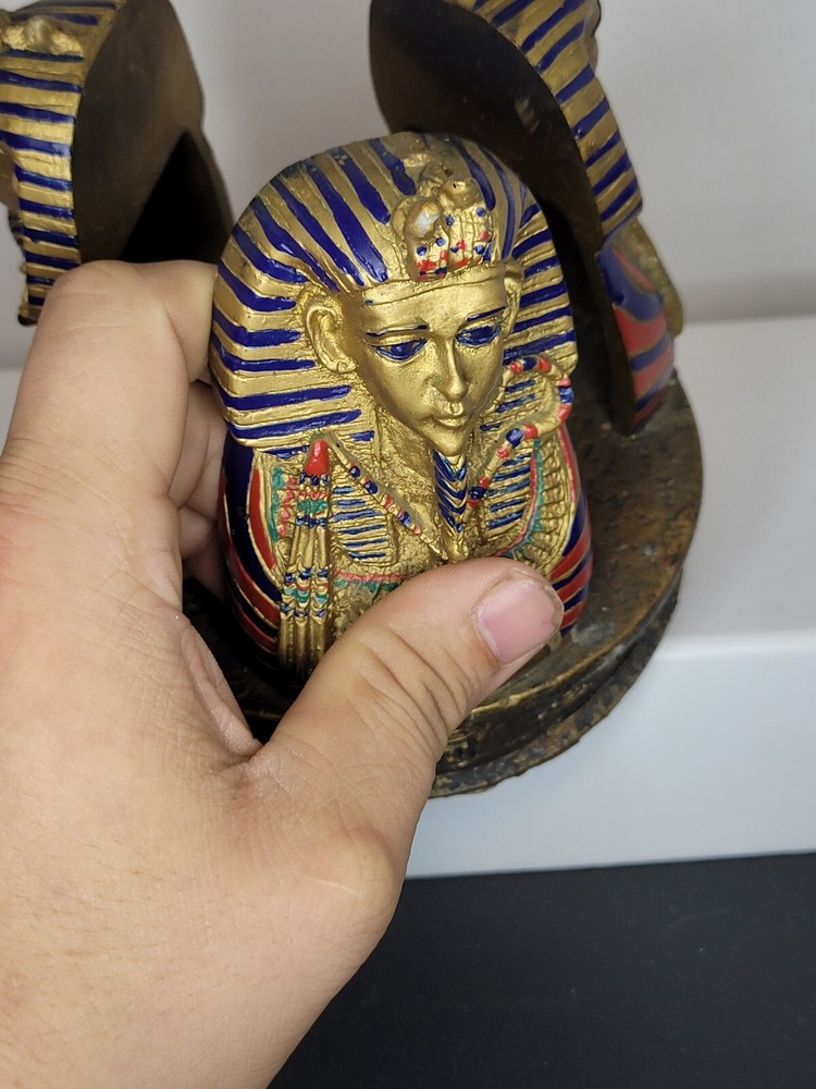 Egyptain pharaoh Bust candle Holder, Has Small Damage Decor Replacement