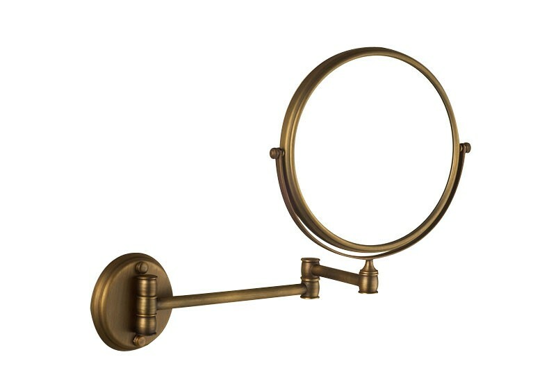 Antique Brass Makeup Mirror 3x Magnifying Folding Wall Mount Vanity Mirror
