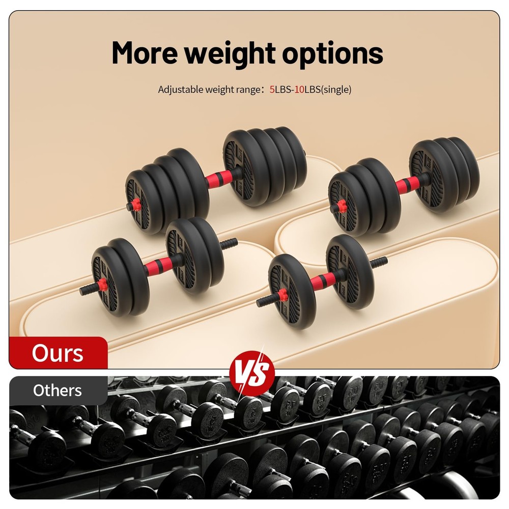 Adjustable Weights Dumbbells Set, Free Weights Workout Equipment Used as Barb...