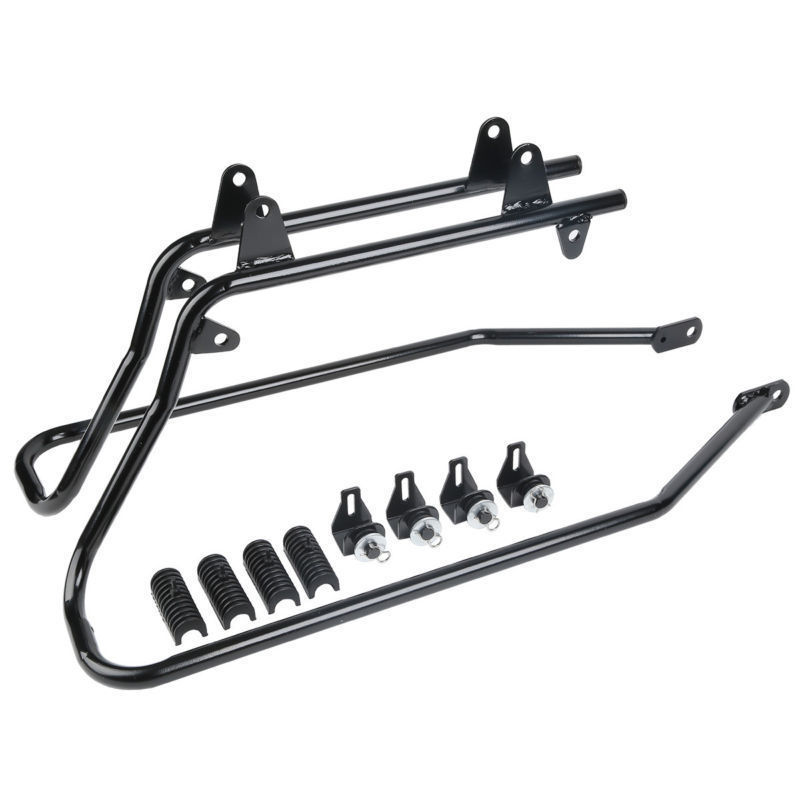 Black/Chrome Saddlebags Conversion Brackets For Harley Softail Fatboy 1984-2017