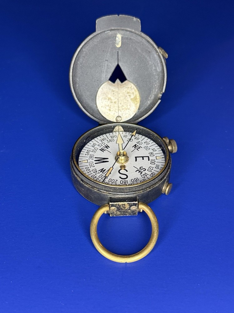 WWI U.S. Engineer Corps Brass Compass + Canvas Pouch – Plan Ltd Neuchatel RARE