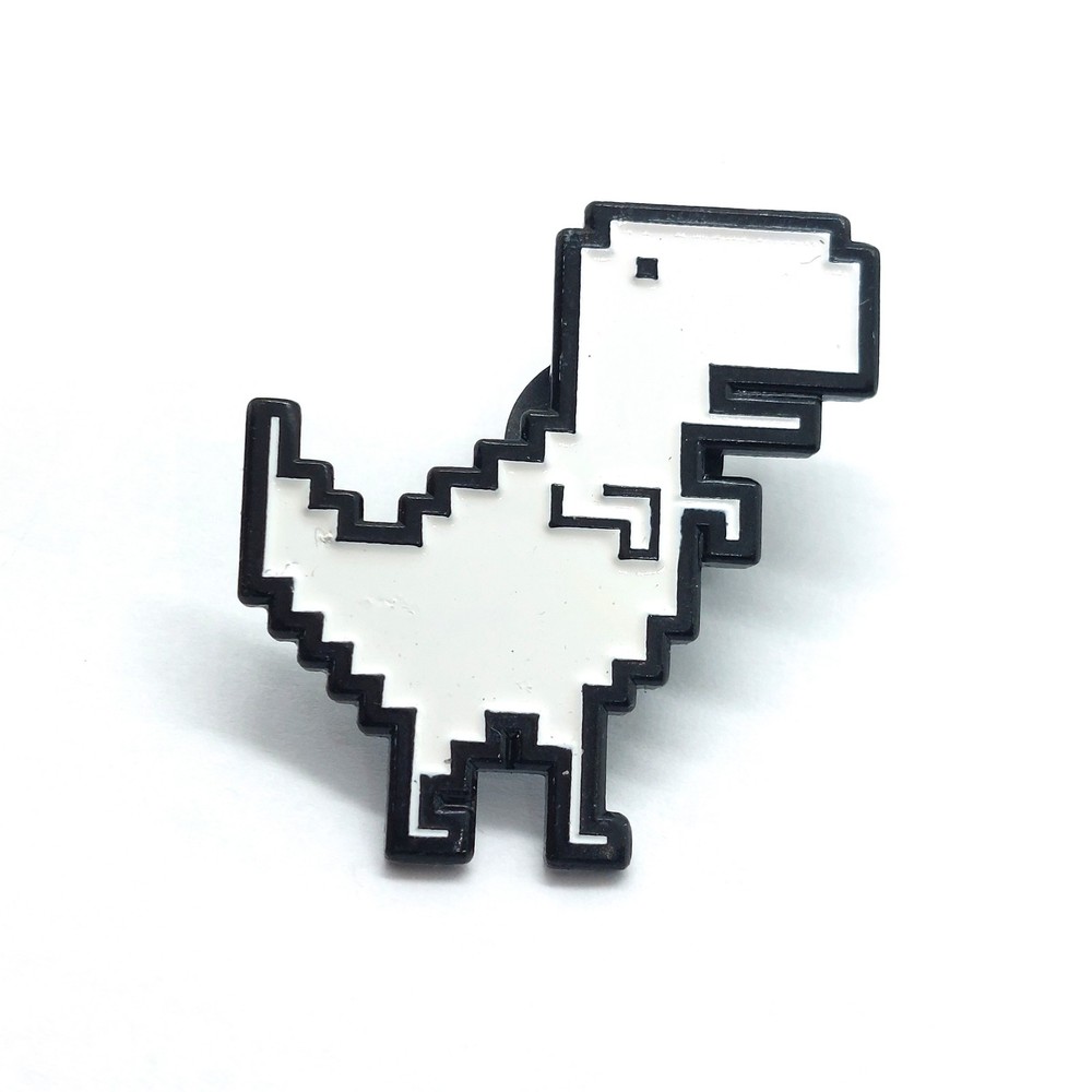 Chrome Dinosaur T Rex Pin Pixel Internet Browser Offline Game Retro Enamel