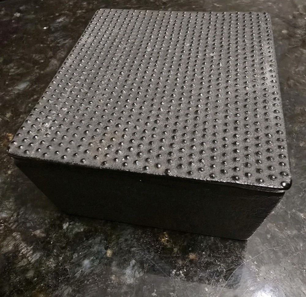VINTAGE CAST IRON MATCH SAFE BOX with LID HOLDER BOX