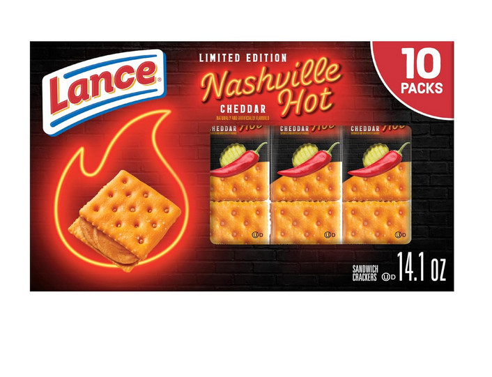 Lance Nashville Hot Cheddar Sandwich Crackers, 10 Pack