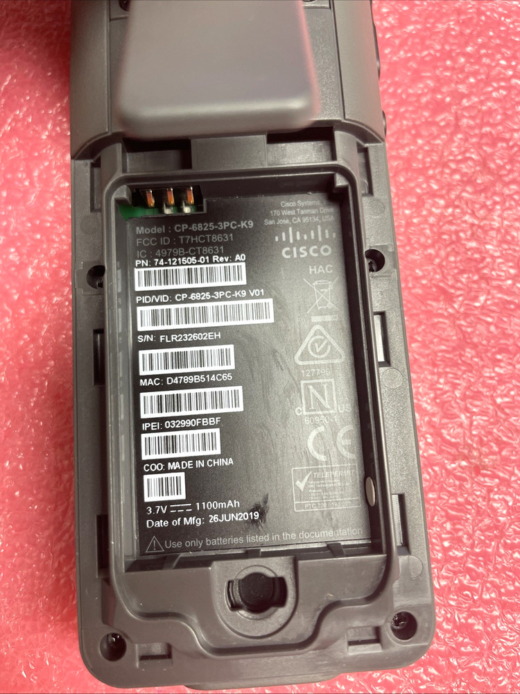 Cisco Wireless Handset (CP-6825-3PC-NA-K9) - WORKING / W BATTERY