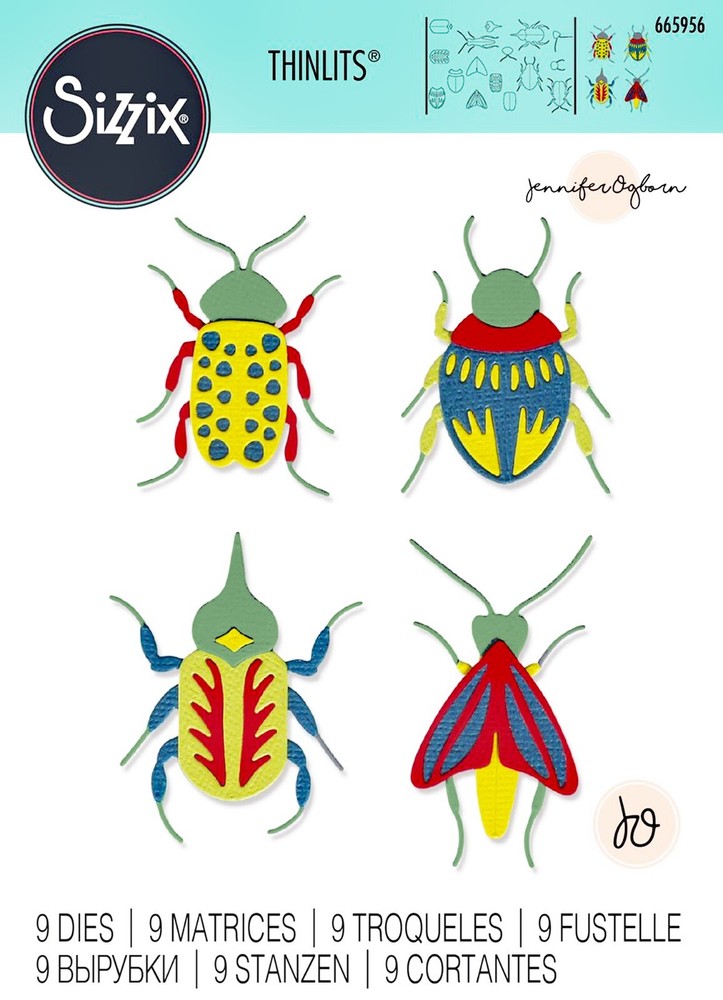 New Retired Sizzix Thinlits Patterned Bugs 9pc #665956 Retail $20.99 J. Ogborn