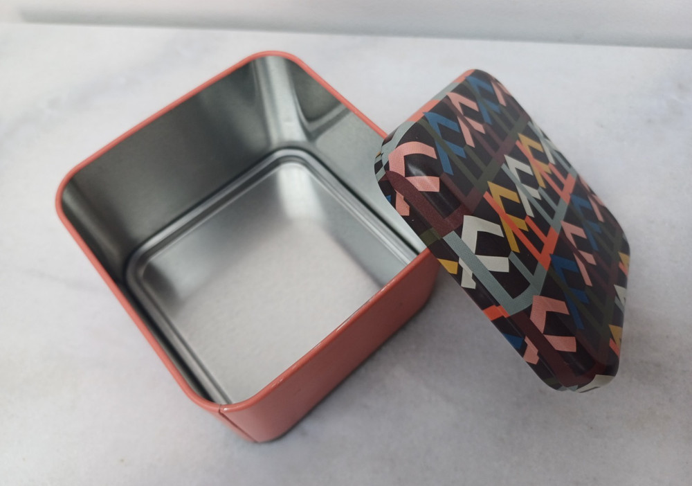 FOSSIL Watch Box / Metal Tin / Gift Box Empty Colourful Geometric Design