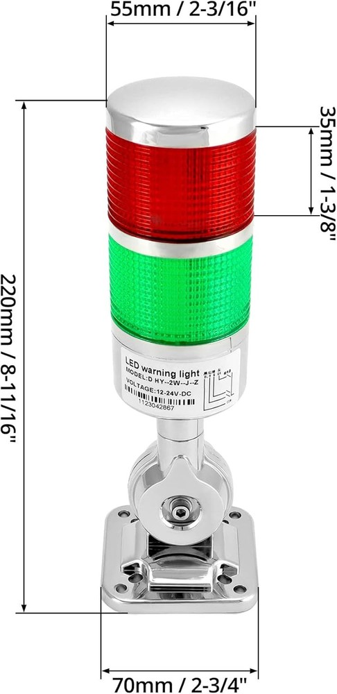 QWORK Industrial Warning Lights, 12-24V LED Stack Tower Lights with Red