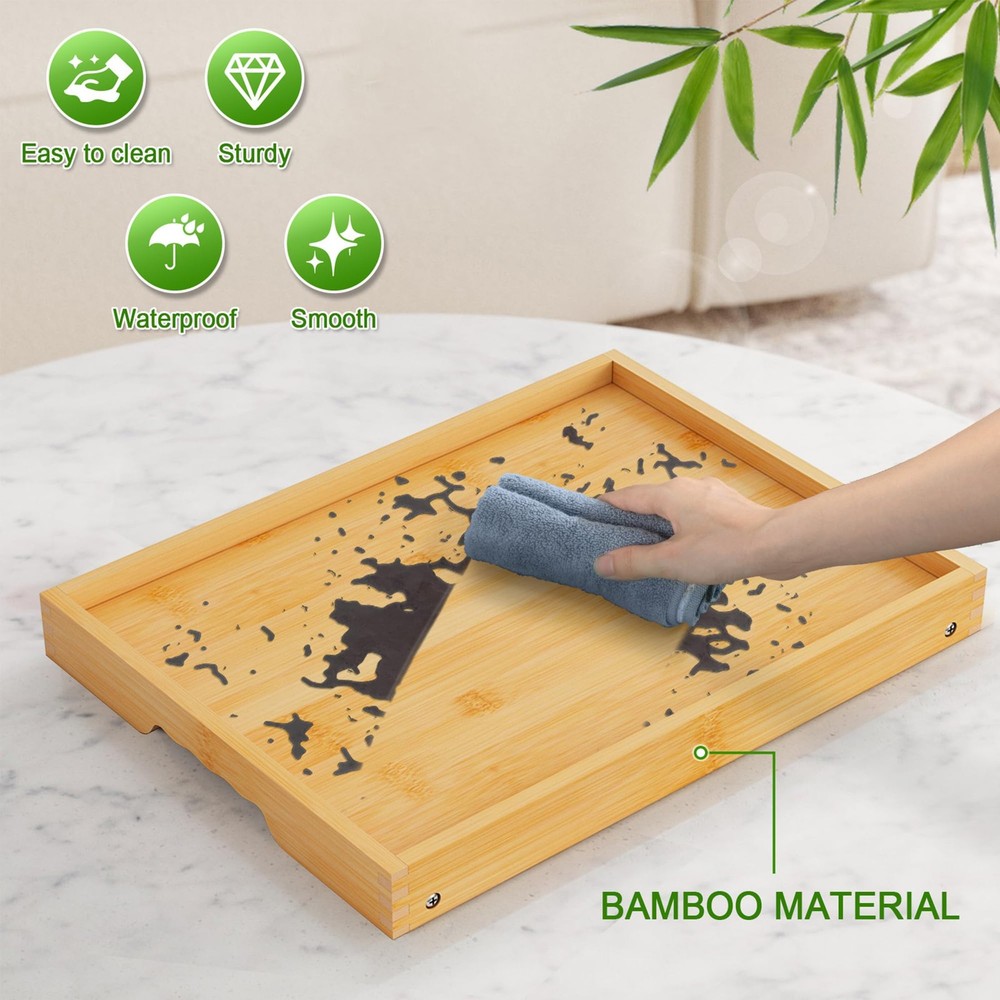 Bamboo Breakfast Tray, Foldable Bed Table For Sofa Eating, Laptop Desk, Medium