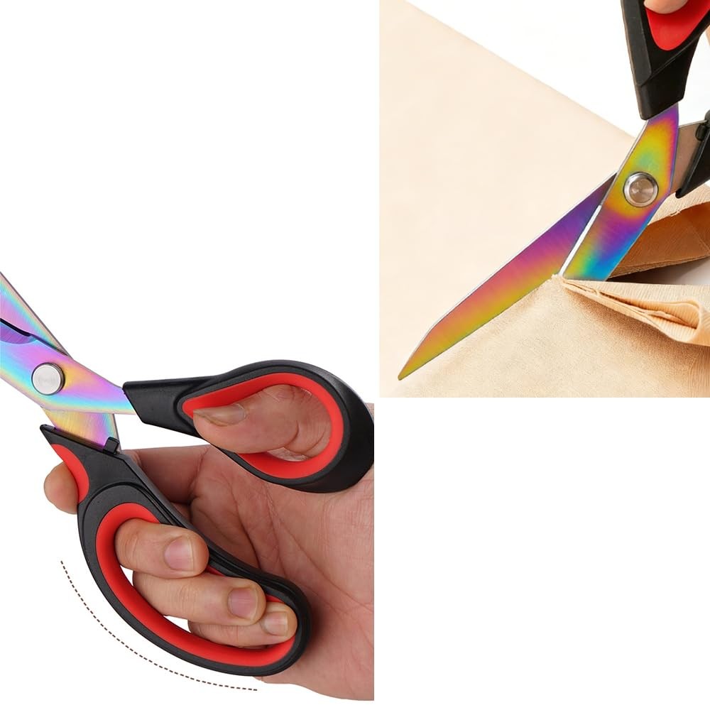 Scissors Multi-Purpose, 9.5" Sharp Sewing Scissors, Professional Heavy Duty T...
