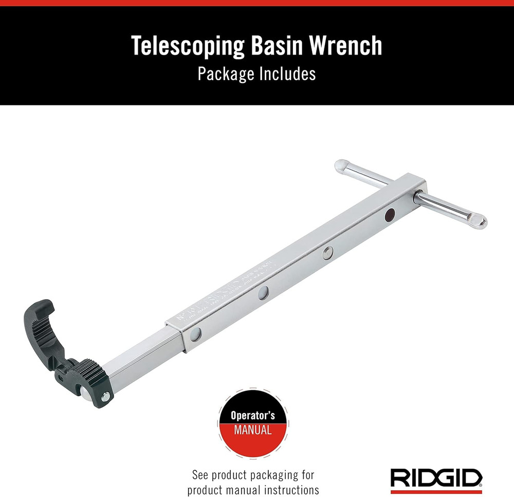 31175 Model 1017 Fold over Basin Adjustable 10" to 17" Pipe Wrench, Silver, Made
