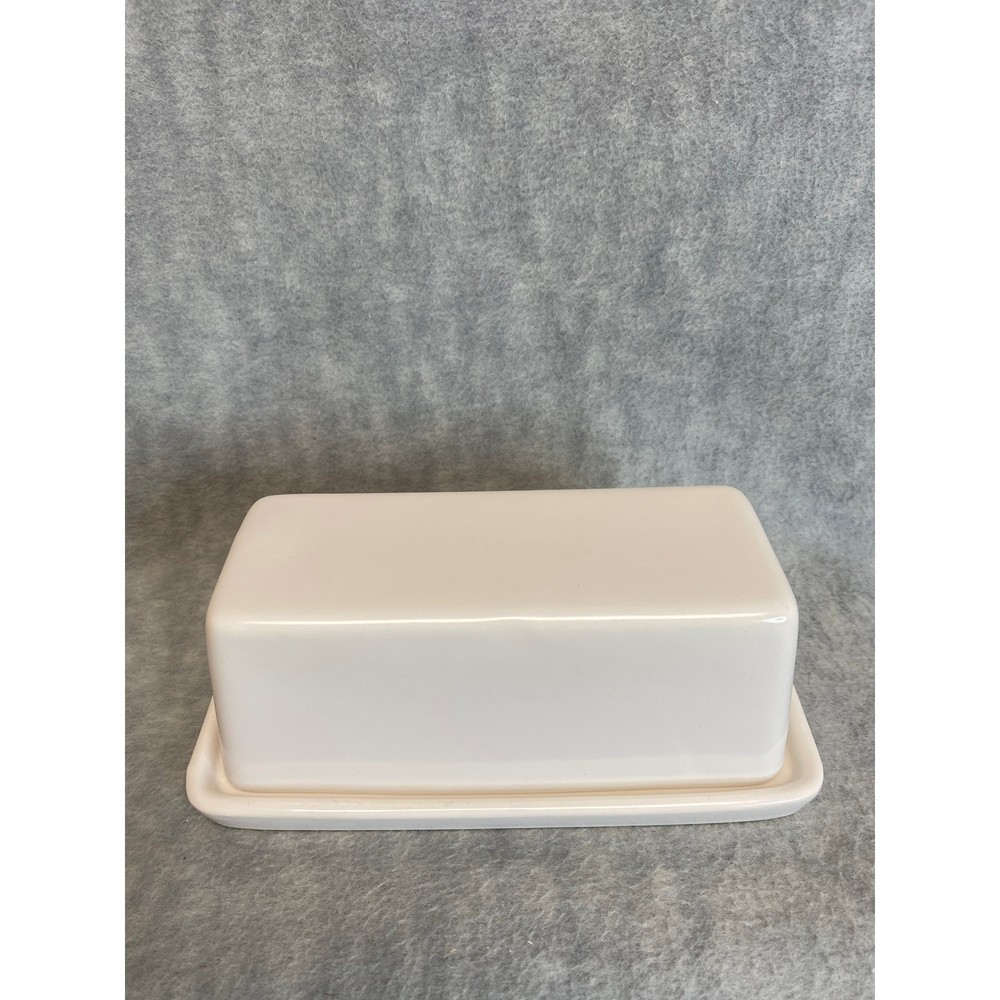 Threshold White Stoneware Butter Dish w/ Lid Kitchenware Dishwasher Safe Square
