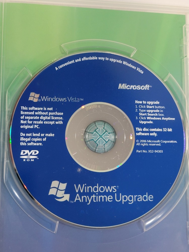 Microsoft Windows Vista Anytime Upgrade Disc 32-Bit