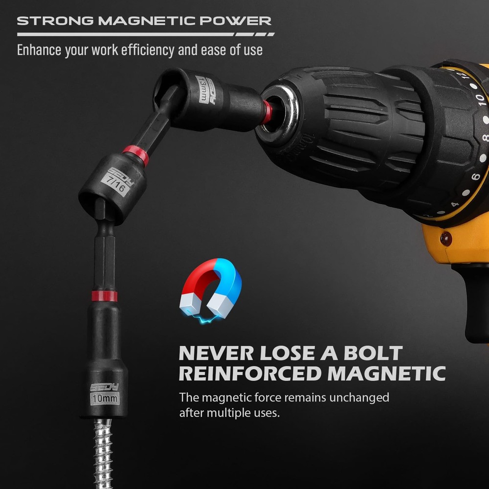 80-Piece Premium Magnetic Impact Nut Driver Set Metric & SAE with Socket...