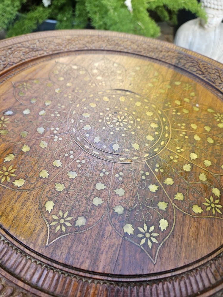 VTG Anglo Indian Octagonal Side Table 21" Tall