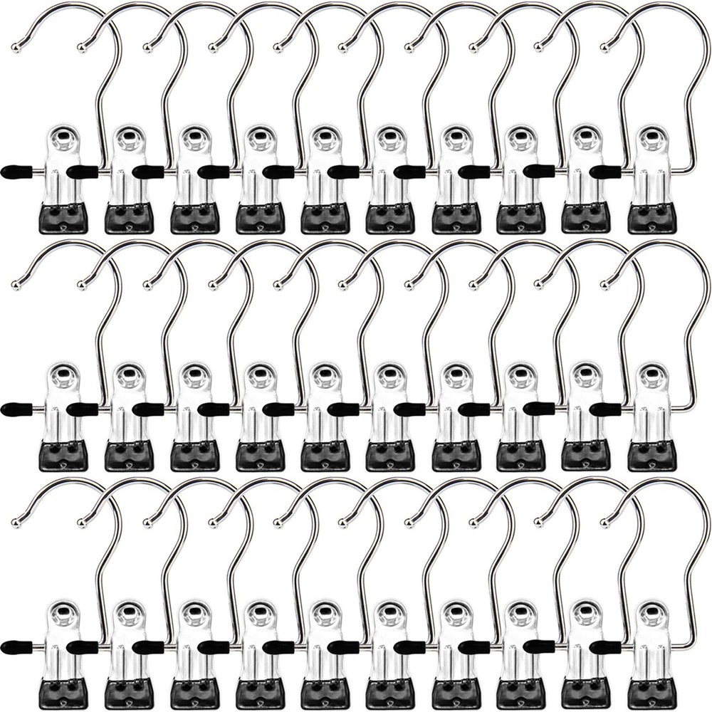 Laundry Hooks Hanging Clips Clothes Pins Closet Hanger 30 PACK, Black