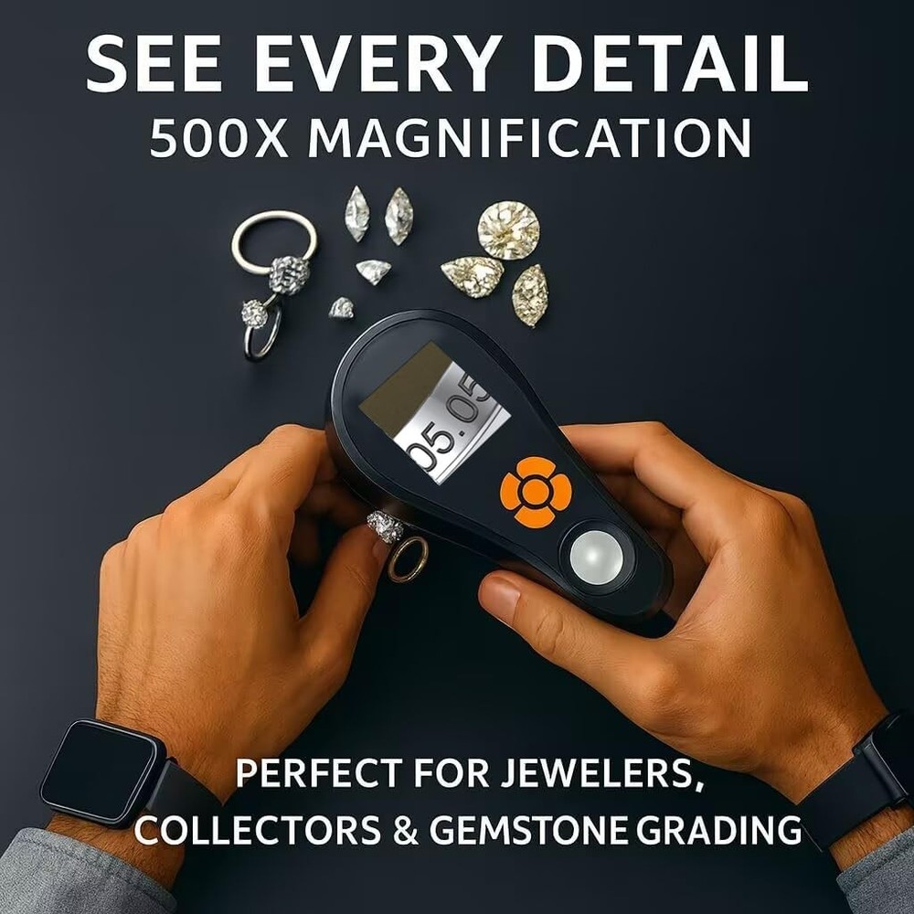 Magnifying Glass with Light, Portable Handheld Microscope black