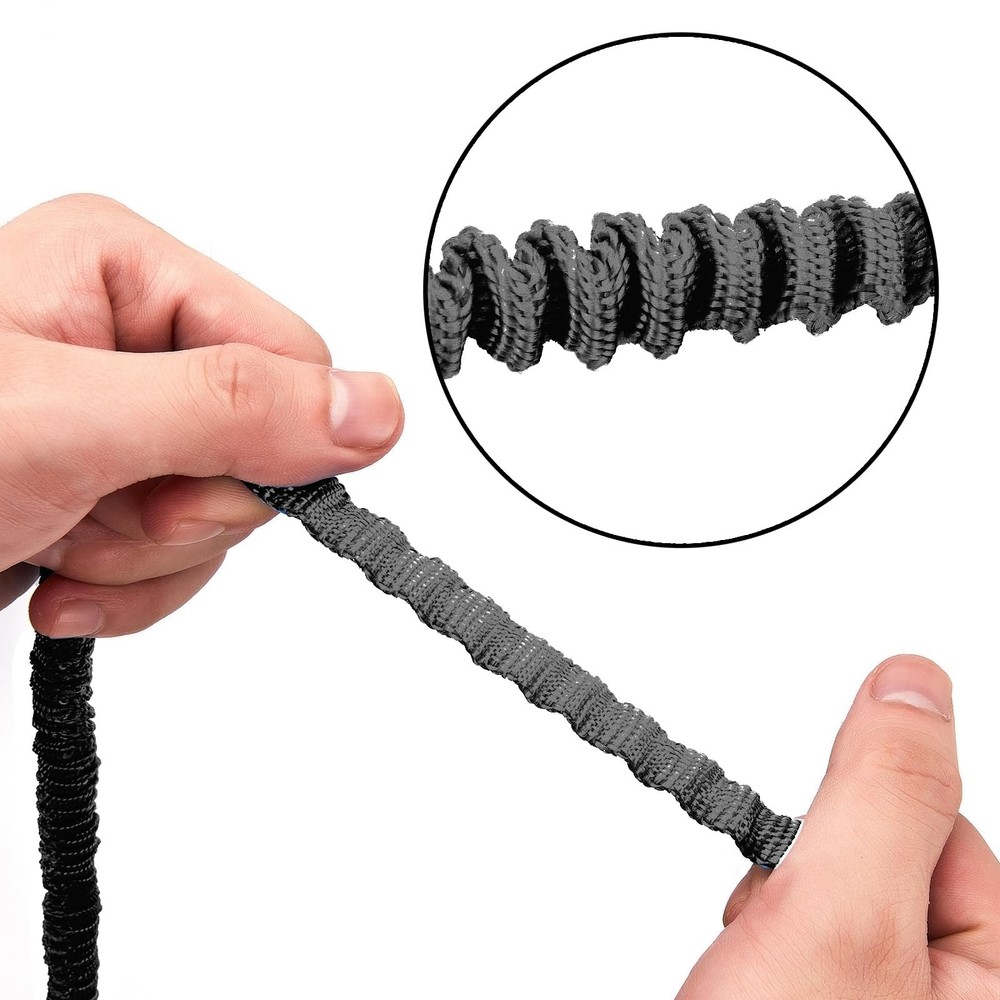 MOOCY Kayak Paddle Leash, 3-7 ft Stretchable Strap Lanyard for 4 Pack, Black
