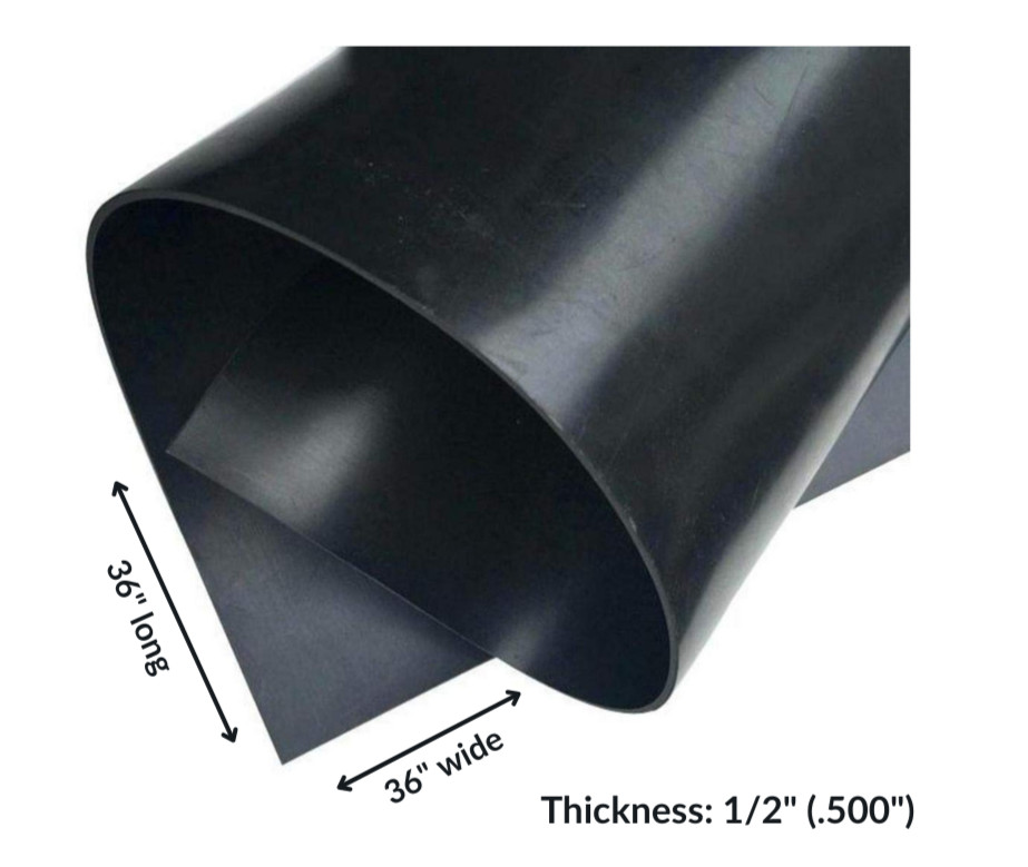Neoprene Rubber Sheet Solid 1/8 Thick x 36" wide x 12" long 60A Duro, Black