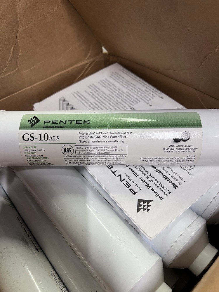 Pentek GS-10ALS-JG14 Inline Coconut Carbon Water Filter 1/4 Quick Connect