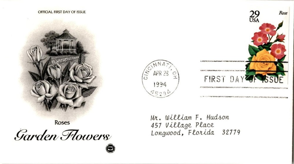 US FDC First Day Cover 1994 Garden Flowers Roses