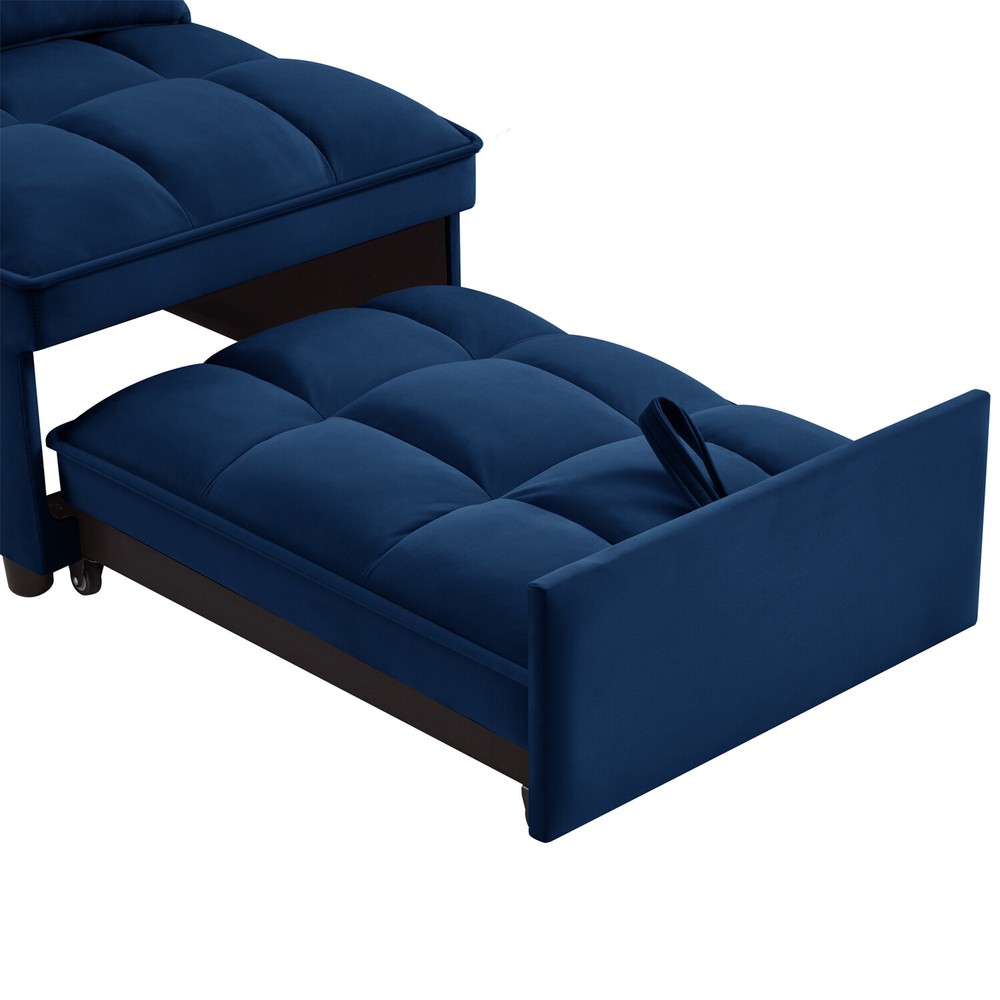 Convertible Sofa Bed Multi-Function Folding Recliner Sofa Chair w/ Pillows Navy