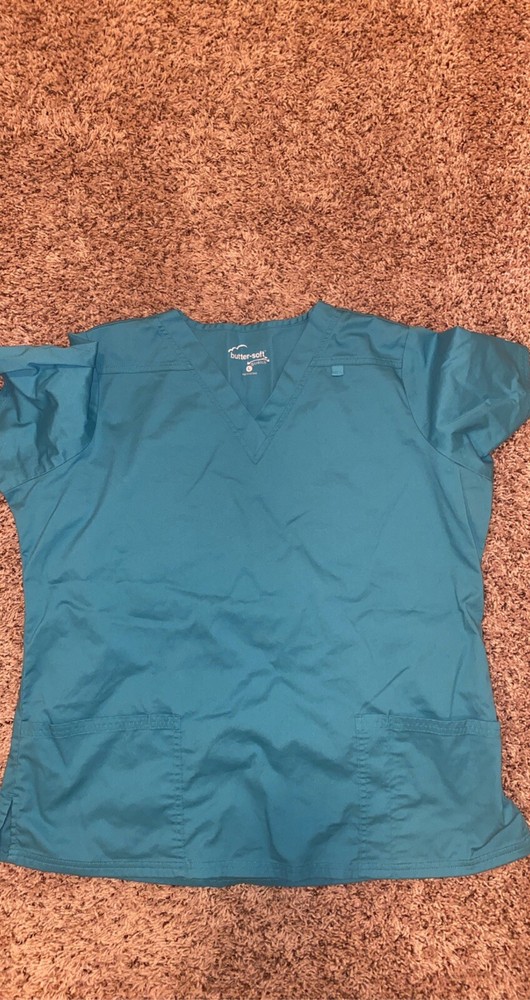teal scrub set
