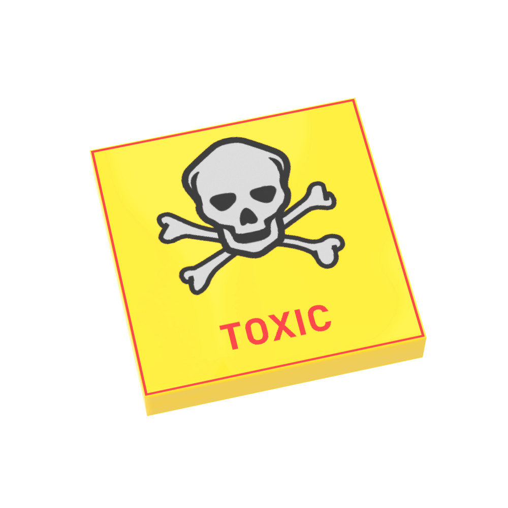 Toxic Sign - Warning Sign - Custom Printed - Brick City - 2x2 Tile - MOC