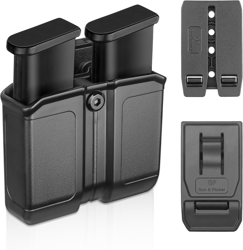 Universal Double Magazine Holster for 9mm/.40 Double Stack Mags, OWB Mag Pouch w