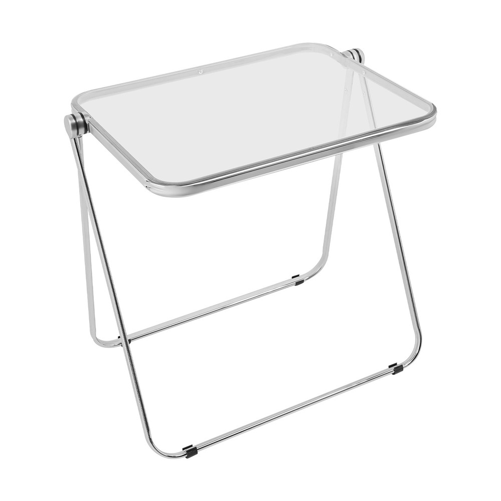 Clear Foldable Side Table Tiny Desk for Home Office, Small Computer Desk