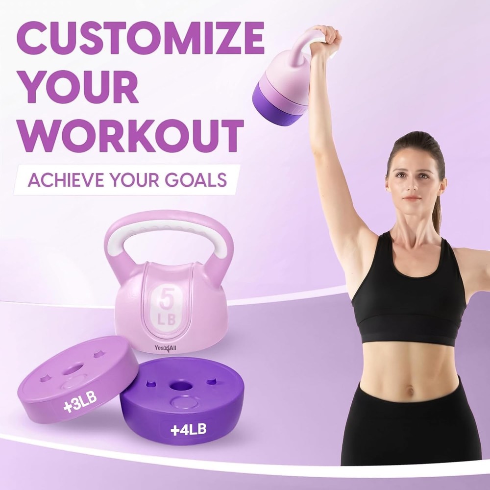 Compact Adjustable Kettlebell - Space-Saving Strength Training in Vibrant Colors