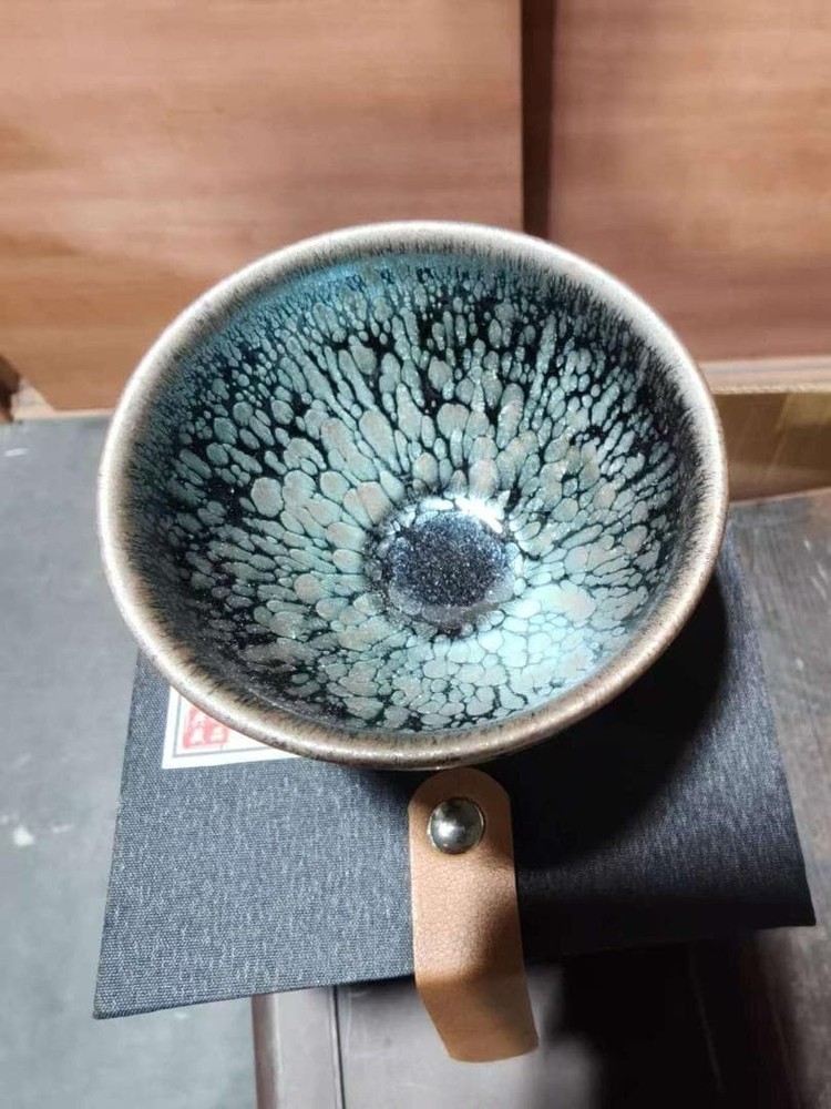 Tea Utensils blue and black splatter pattern